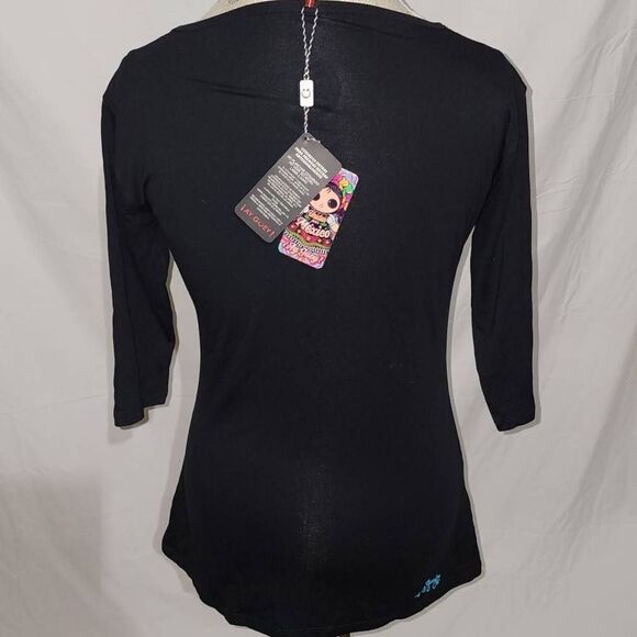 NWT Ay Guey Womens Bluson 3/4 Sleeve Vaneka Rainbow‎ Skull Shirt GD - Picture 2 of 4